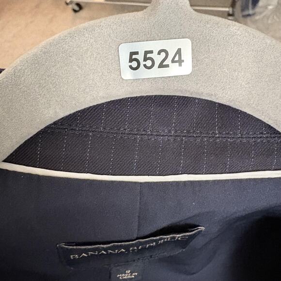 Banana Republic Blazer Womens 8 Black Pinstripe Two Button Office Career Jacket - Picture 15 of 15